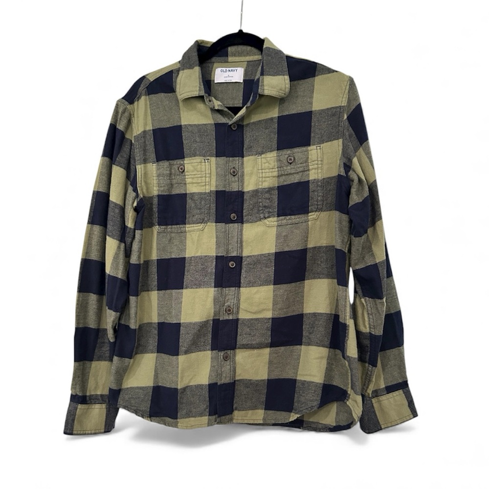 🤩 SALE Old Navy Men's Olive and Navy Plaid Shirt